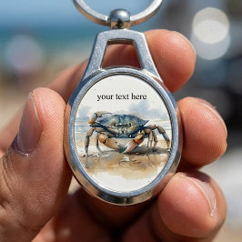 Llavero Cangrejo de Playa Acuarela, personalizado