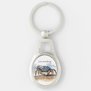 Llavero Cangrejo de playa en acuarela, personalizado