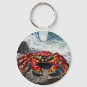 Llavero Cangrejo Rojo Vibrante Olas del Océano