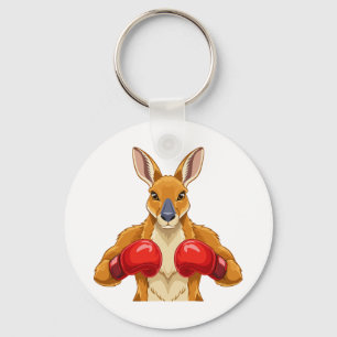 Llavero Canguro animado con guantes de boxeo rojos