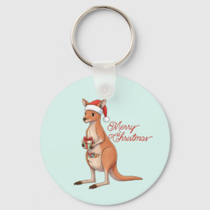 Llavero Canguro Festivo Con Gorro De Santa Navidades