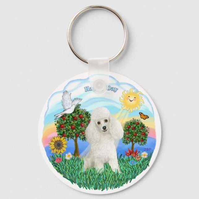 Llavero Caniche (blanco #14) (Anverso)
