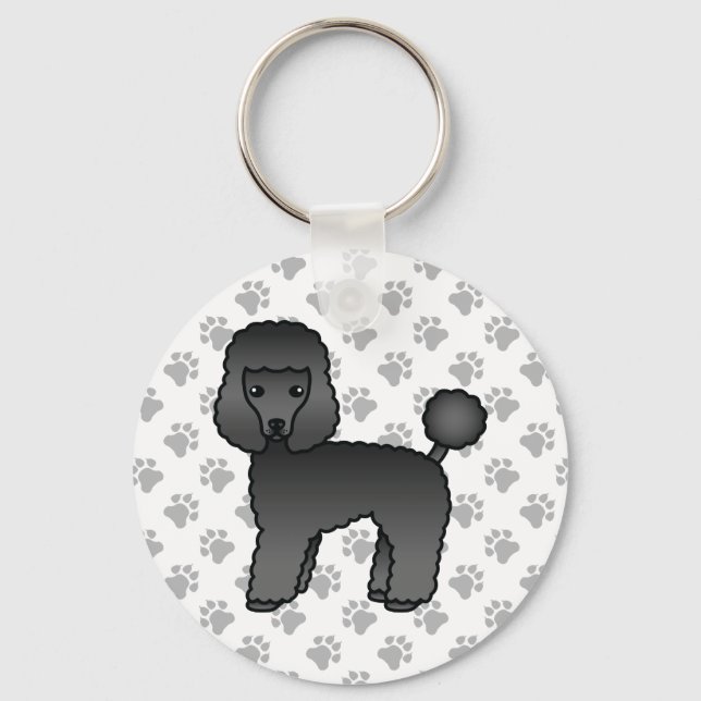 Llavero Caniche de juguete negro perro de dibujos animados (Anverso)