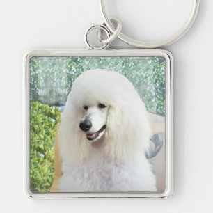 Llavero Caniche estándar blanco