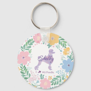 Llavero Caniche Lavanda con Corona Floral Foto Personaliza