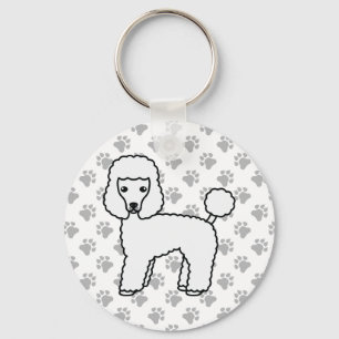 Llavero Caniche Toy Blanco Perro de Dibujos Animados Lindo