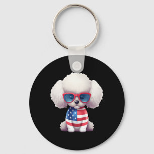 Llavero Caniche Toy Con Bandera Patriótica De Estados Unid