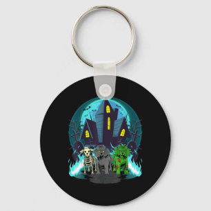 Llavero Caniches de Halloween Esqueleto Zombi Caniche Negr