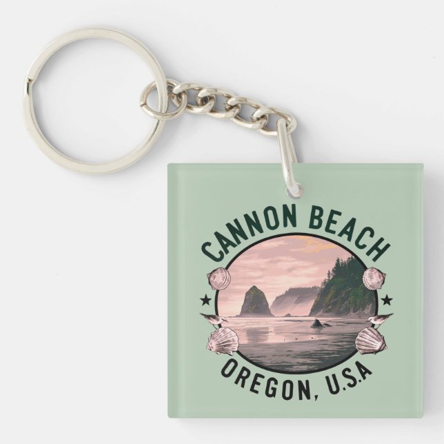 Llavero Cannon Beach Retro Vignette (Frente)
