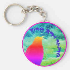 Llavero Cantando Ave Arcoiris con tu texto