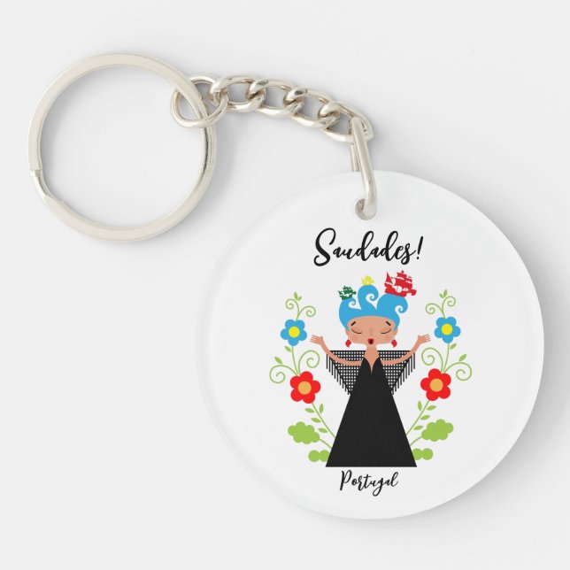 Llavero Cantante de fado con barcos de caravanas portugues (Frente)