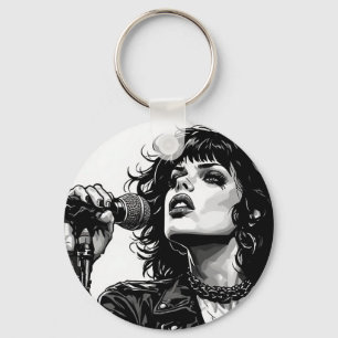 Llavero Cantante gótica punk chica estilo gráfico retro