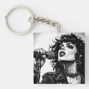 Llavero Cantante gótica punk chica estilo gráfico retro ar