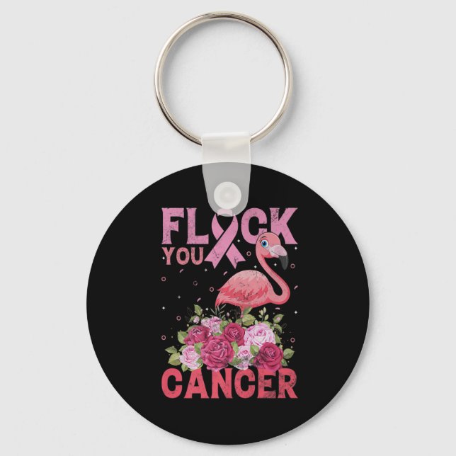 Llavero Cántate Cáncer Cinta Rosa Flamingo Cance De Mama (Anverso)