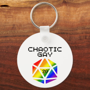 Llavero Caótico Gay D20 – Orgullo LGBTQ+ DND