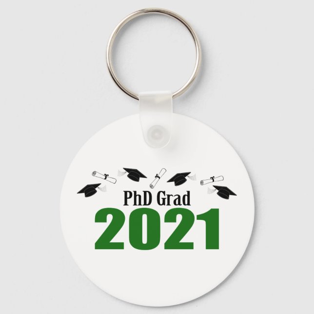 Llavero Capas Y Diplomas De PhD Grad 2021 (Verde) (Anverso)