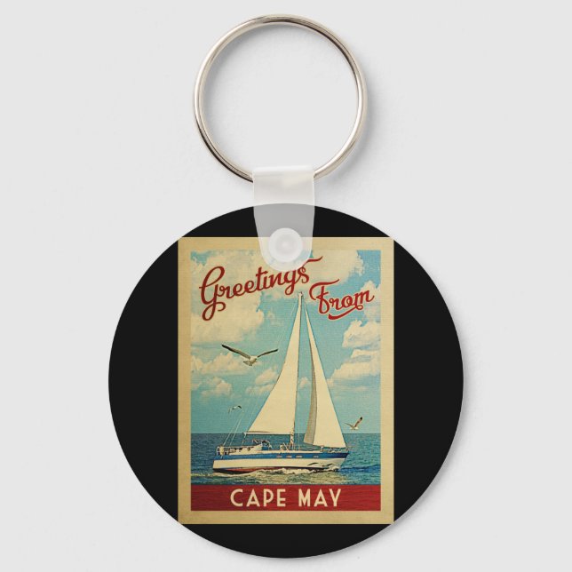 Llavero Cape May Sailboat Vintage Travel New Jersey (Anverso)