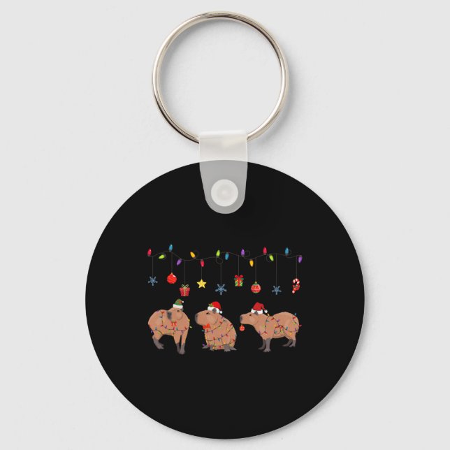 Llavero Capibara Feliz Navidad Capybaras Lover Funny Cap (Anverso)