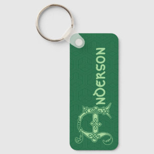 Llavero Capital decorativo A de nudo céltico rectangular