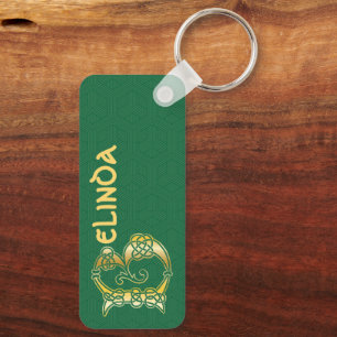 Llavero Capital decorativo B de nudo céltico rectangular