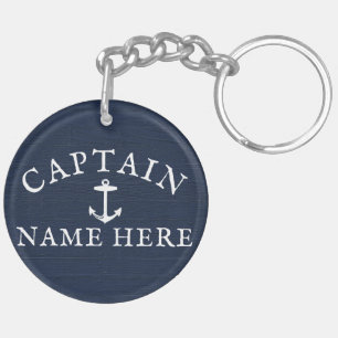 Llavero Capitán del barco: Nautical Anchor Naval Azul