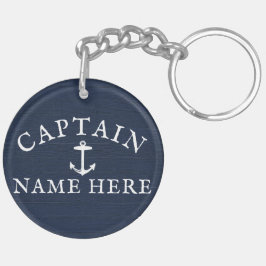Llavero Capitán del barco Nombre Nautical Anchor Naval Azu