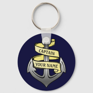 Llavero Capitán del buque personalizable Su Nombre Anclaje