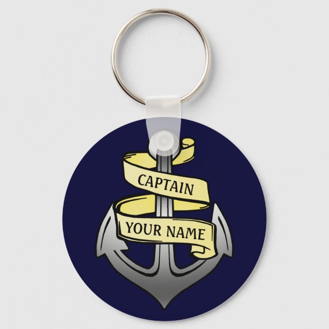 Llavero Capitán del buque personalizable Su Nombre Anclaje (Anverso)