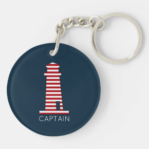 Llavero CAPITÁN Faro Náutico Barco Rojo Blanco Azul