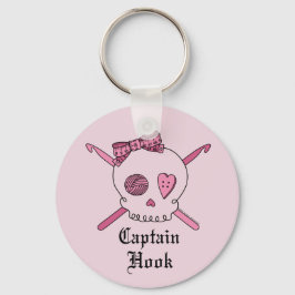Llavero Capitán Hook Skull & Crochet Hooks (Atrás Rosado)