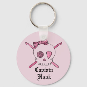 Llavero Capitán Hook Skull & Crochet Hooks (Atrás Rosado)