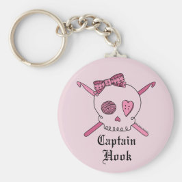 Llavero Capitán Hook Skull & Crochet Hooks (Atrás Rosado)