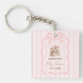 Llavero Capítulo Nuevo Arco Rosa Rayas Baby Shower