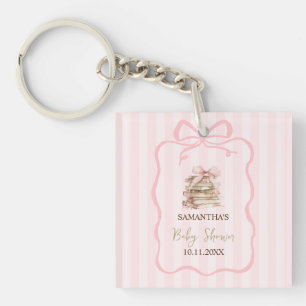 Llavero Capítulo Nuevo Arco Rosa Rayas Baby Shower