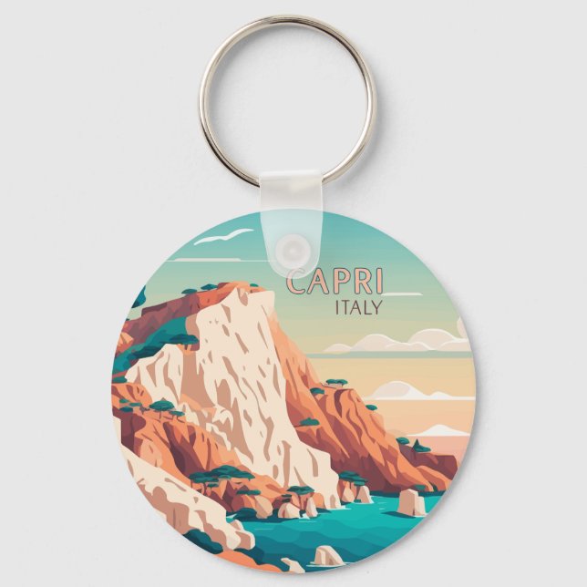 Llavero Capri Italy Lemons Mediterranean Island Retro (Anverso)