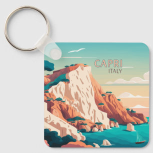 Llavero Capri Italy Lemons Mediterranean Island Retro Keyc