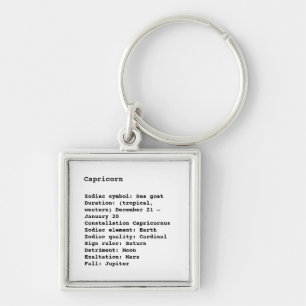 Llavero Capricornio Rótulo Zodiaco Astrología blanco neg
