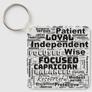 Llavero Capricornio Zodiac Word Cloud Inspiration Keychain