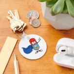 Llavero Cápsula de la píldora personalizado<br><div class="desc">Una cápsula de píldora disfrazada de caricatura. Este diseño parece realmente efectivo en esta cadena de claves</div>