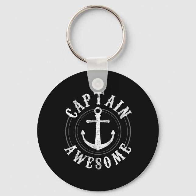 Llavero Captain Awesome - Boating Sailing Anchor Nautical  (Anverso)
