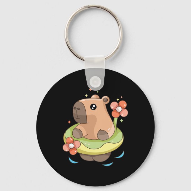Llavero Capy Capybara Floatie Divertida Navidad En Julio,  (Anverso)