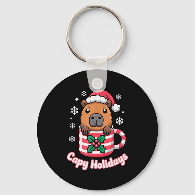 Llavero Capy Holidays Cute Capybara Christmas Santa Hat  (Anverso)