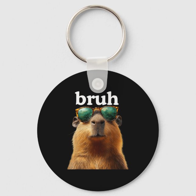 Llavero Capybara Bruh With Sungles Funny Meme Lovers Men W (Anverso)