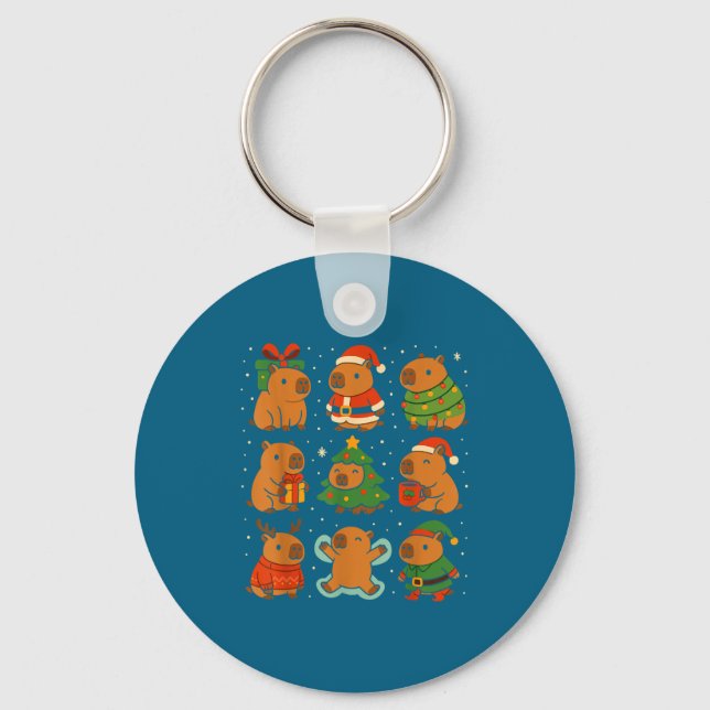 Llavero Capybara Christmas Shirt, Funny Capy Holidays  (Anverso)