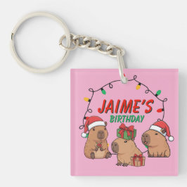 Llavero Capybara rosa cumpleaños vacaciones de Navidad