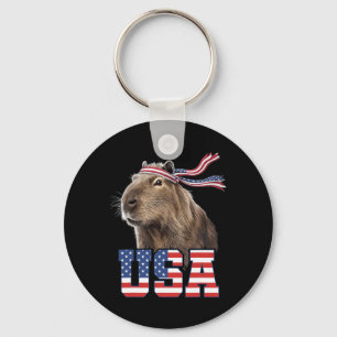 Llavero Capybara Usa Bandera Patriótica Americana Hombres