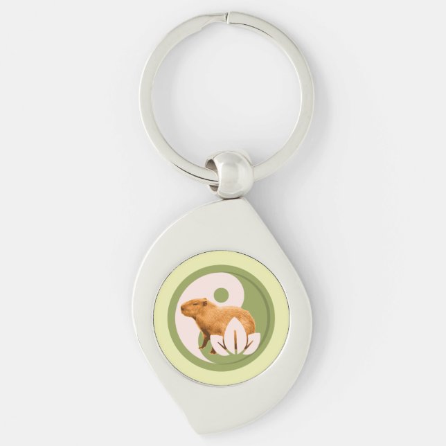 Llavero Capybara Zen Yin Yang Naturaleza Pacífica (Anverso)