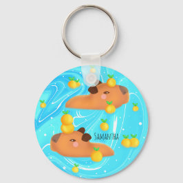 Llavero Capybaras En Agua Con Naranjas