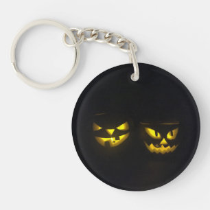 Llavero Cara de calabaza amarilla brillante de Halloween