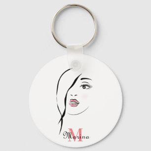 Llavero cara de chica, glamurosa, cara, moderna personaliz